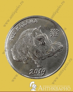 1 рубль 2018 Приднестровье - Год Кабана 2019 (Свиньи) UNC
