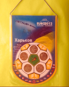 Подарочный вымпел с монетами Футбол ЕВРО 2012