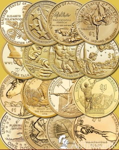 Полный набор Сакагавея 16 монет номиналом 1 доллар (2000-2023)